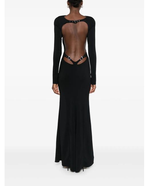 Mugler Black Backless Crepe Gown