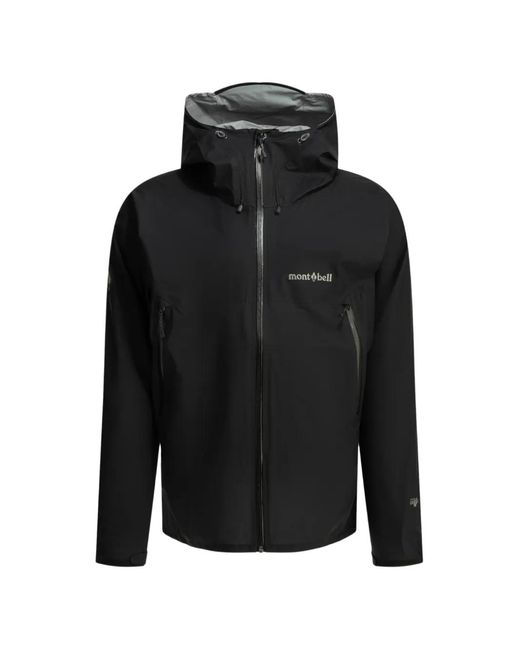 Montbell Black Storm Cruiser Logo-Print Hooded Rain Jacket for men