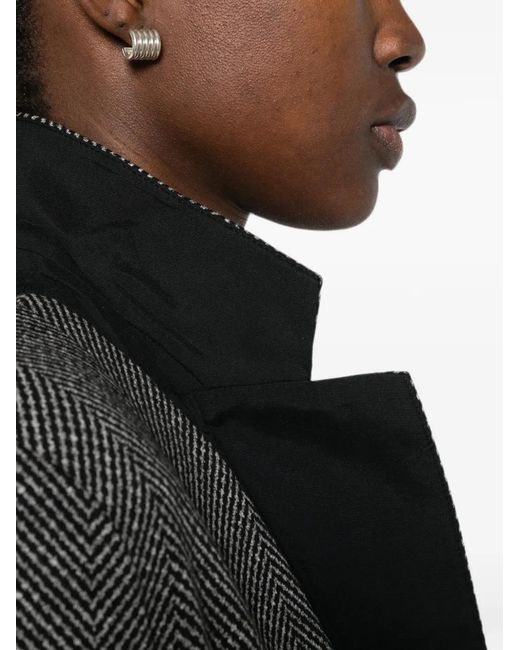 Emporio Armani Gray Herringbone-Pattern Single-Breasted Jacket