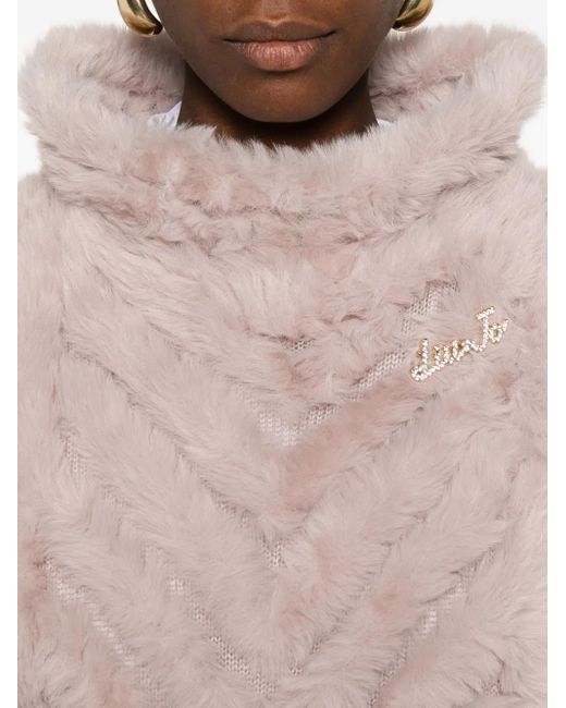 Liu Jo Pink Rollkragen-Poncho Mit Zickzackmuster