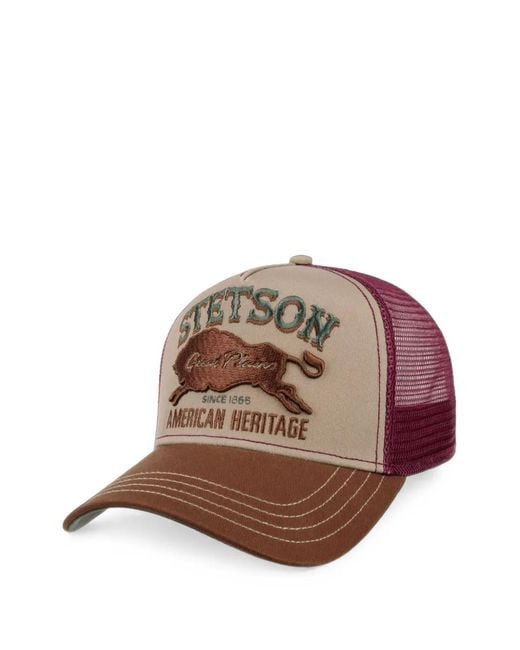 Stetson Brown Logo-Embroidered Mesh-Panel Cap