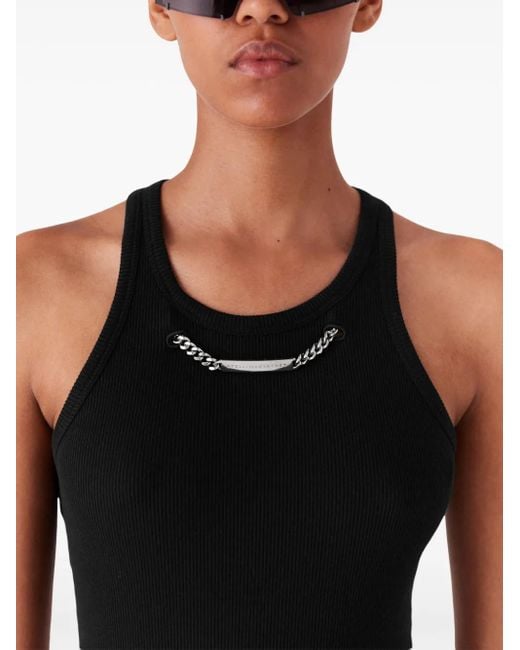Stella McCartney Black Racerback Maxi Dress With Side Slit And Chain Detail
