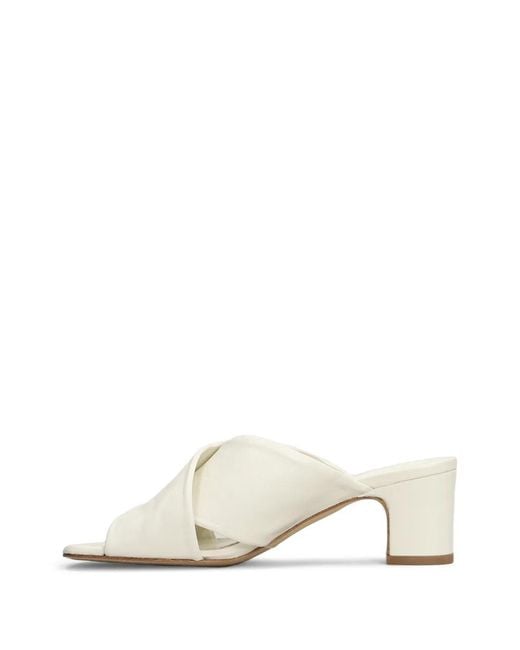 Julie Dee Natural Criss-Cross Leather Mules