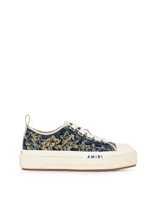 Amiri White Denim Court Low Sneakers
