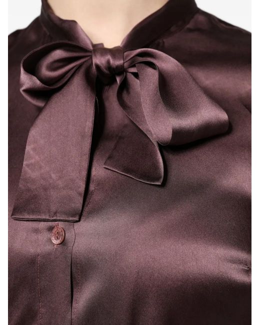 Dolce & Gabbana Purple Blouse En Soie À Col Noué