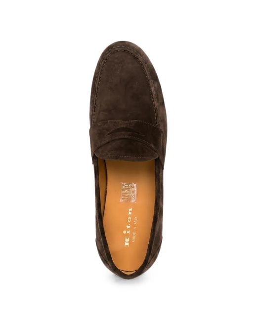 Kiton Brown Suede Loafers for men