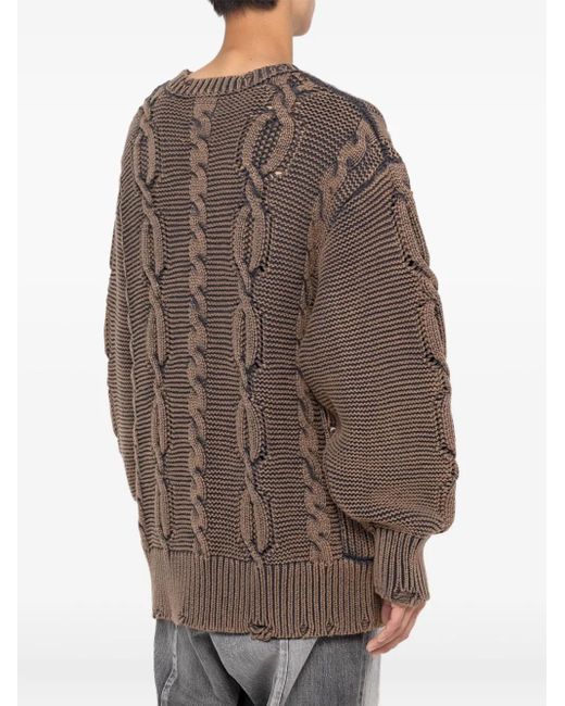 メンズ KAMIYA ケーブルニット セーター Brown