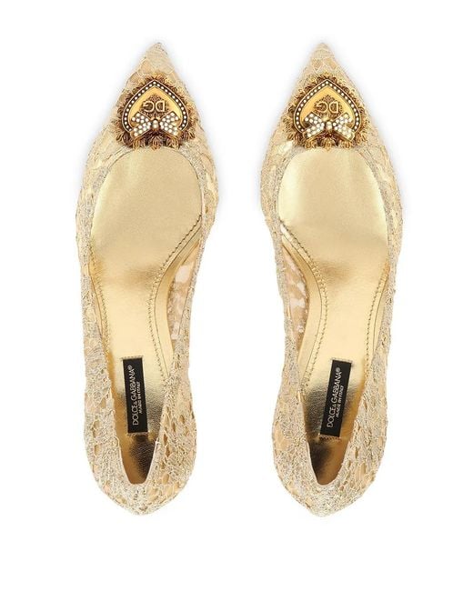 Dolce & Gabbana Natural Embellished Lace Pumps