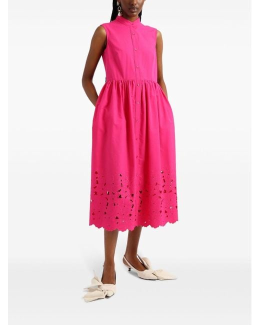 Erdem Pink Cutwork Cotton Shirt Dress