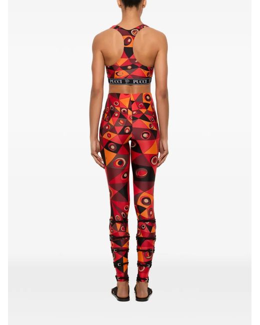 Emilio Pucci Red Occhi-Print Leggings
