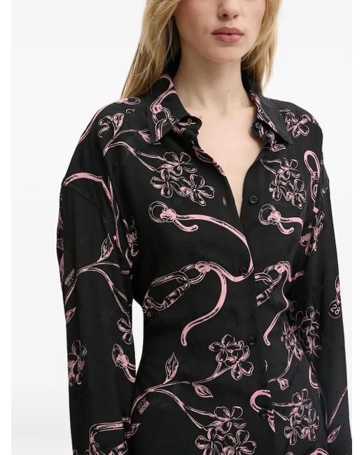 Moschino Black Floral-Print Shirt