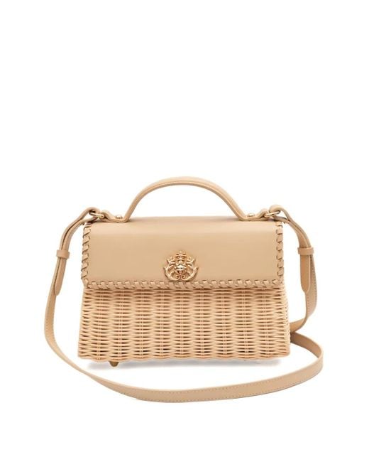 Isla Brown Woven Top-Handle Shoulder Bag