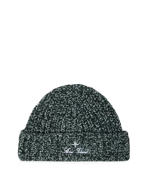 Stone Island Green N100001 Mouliné Cotton Chenille Beanie for men