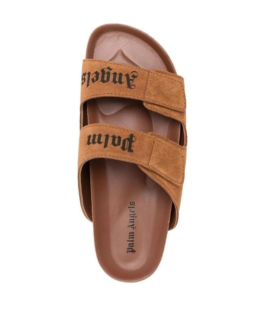 Palm Angels Brown Touch-Strap Flap Sandals