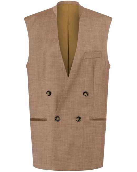 Philosophy Di Lorenzo Serafini Brown Lapeless Double-Breasted Gilet