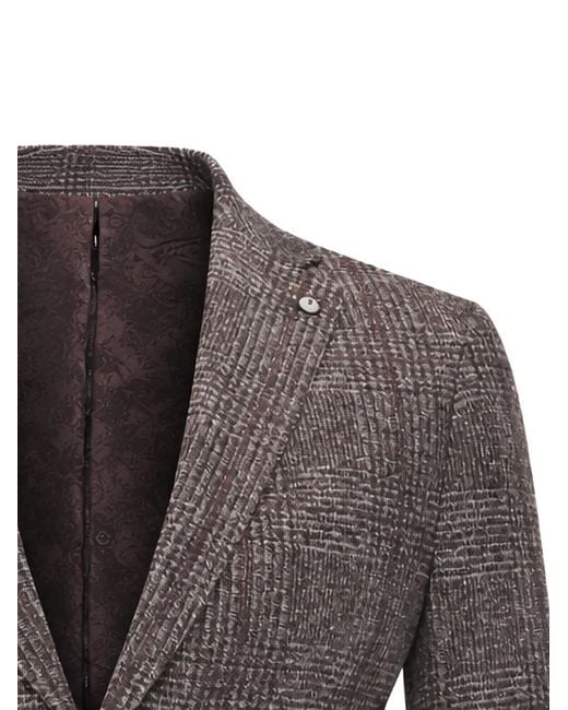 Lubiam Brown Check Notched Jacket for men