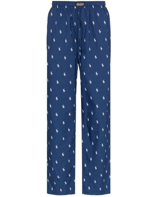 Polo Ralph Lauren Blue Logo Print Pyjama Trousers for men