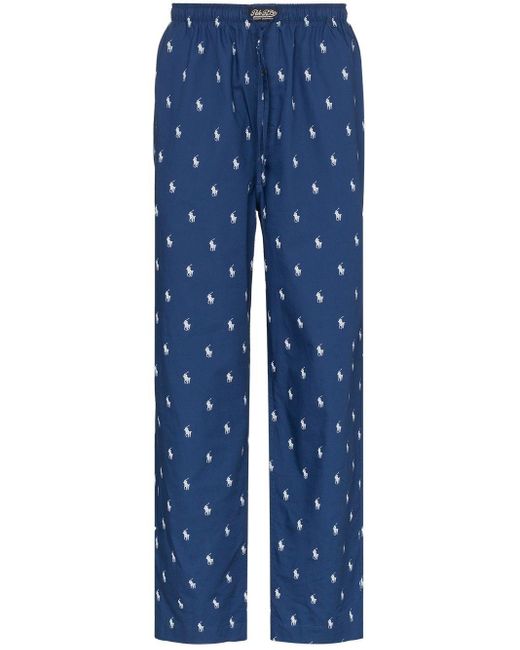 Pantalones de pijama con logo estampado Polo Ralph Lauren de hombre de color Blue