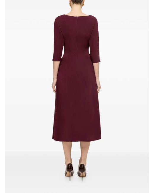 Nissa Purple Pleat-Detail Midi Dress