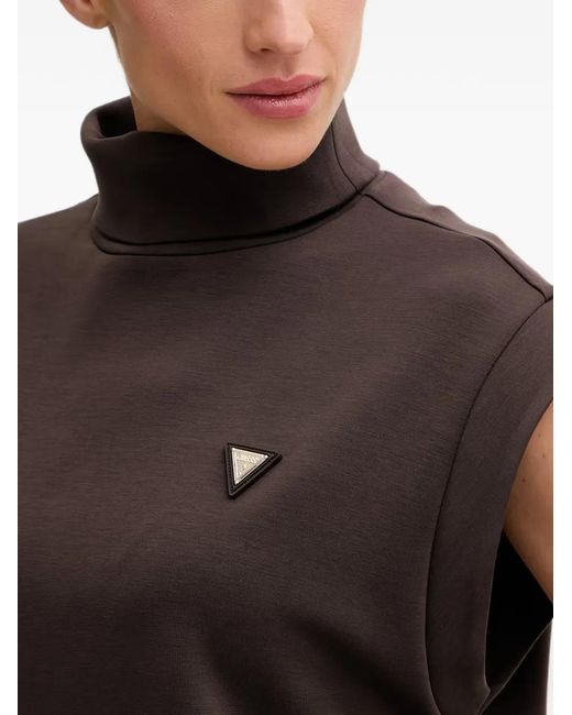 Guess Black Logo-Plaque Sleeveless Top