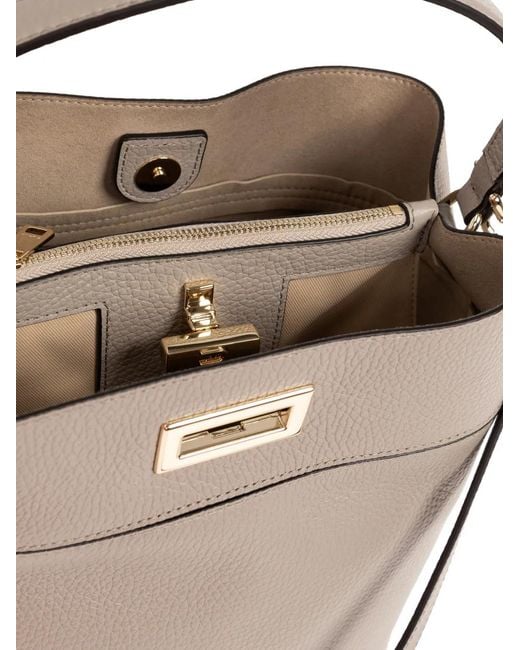Furla Natural M Amelia Leather Twist-Lock Tote Bag