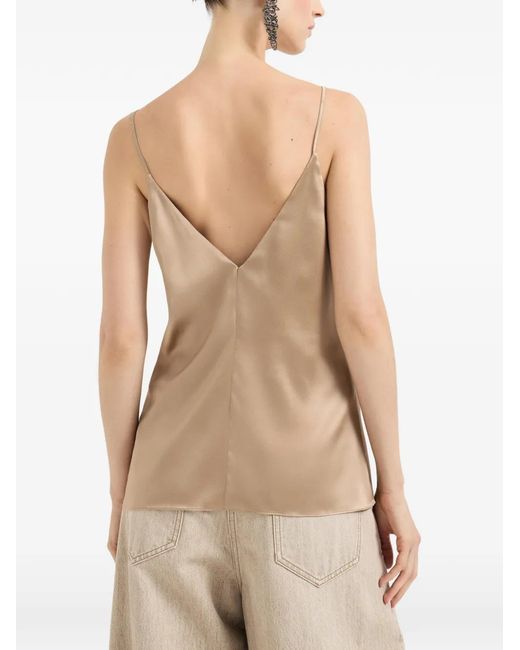 Brunello Cucinelli Natural Stretch-Silk Tank Top