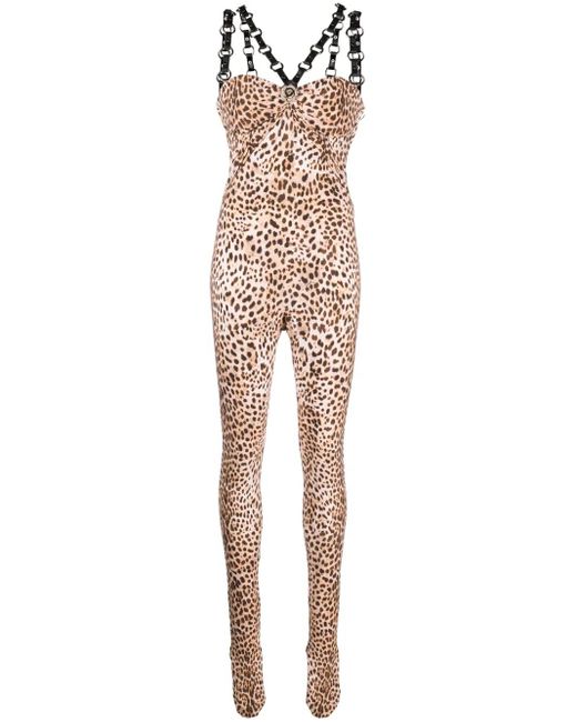 Roberto Cavalli Natural Jumpsuit Mit Leoparden-Print
