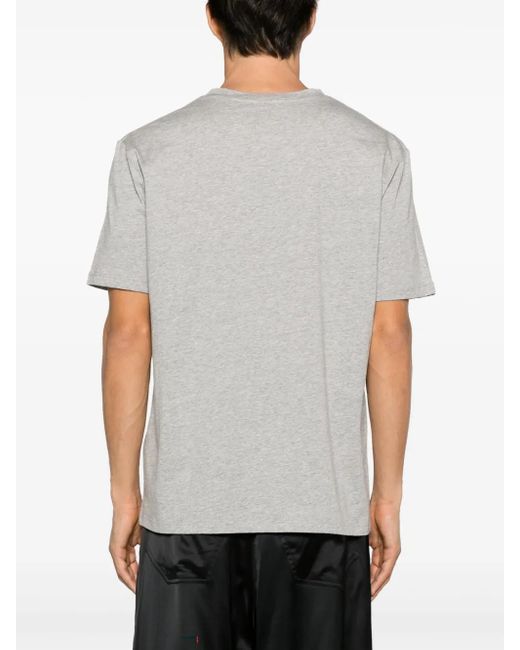 Balmain Gray Logo-Patch Mélange T-Shirt for men