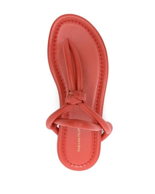 Fabiana Filippi Red Padded Thong-Strap Sandals