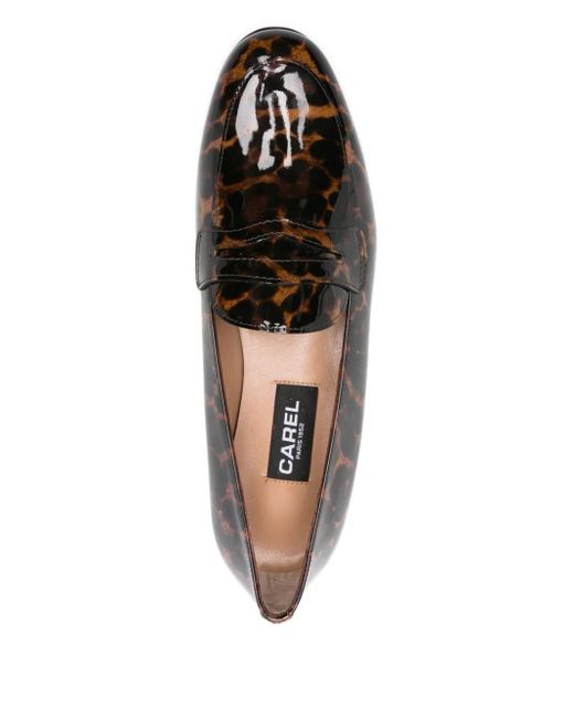 CAREL PARIS Brown 2100 Leopard-Print Penny Loafers