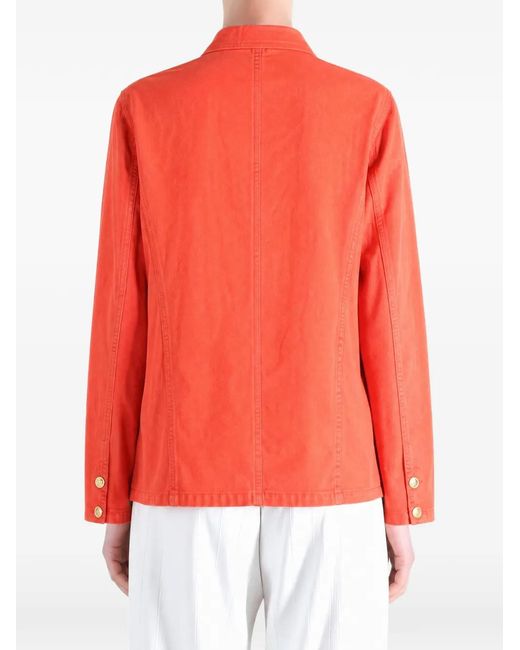 Auralee Red Button-Down Patch-Pocket Jacket