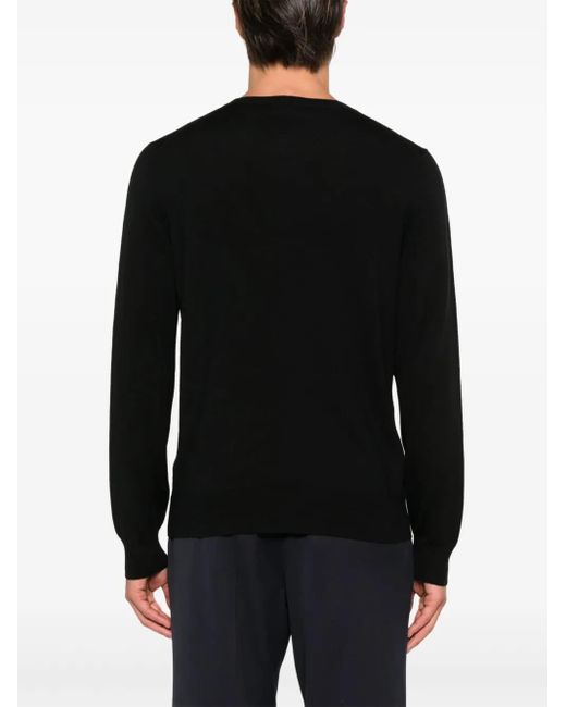 Fay Black Round-Neck Virgin Wool Sweater for men