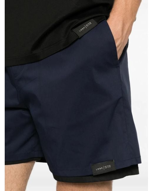 Low Brand Blue Logo-Patch Shorts for men
