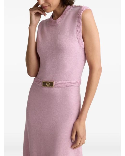 St. John Pink Braid Detail Midi Dress