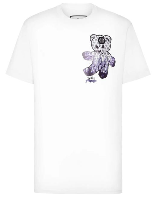 Philipp Plein White Teddy Bear-Print T-Shirt for men