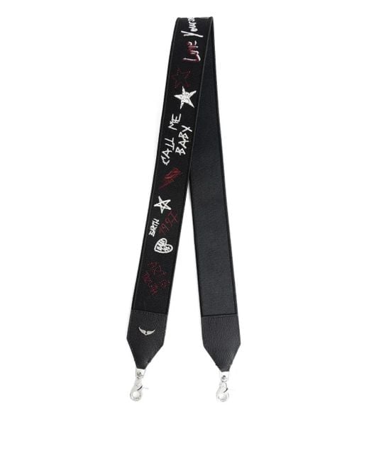 Zadig & Voltaire Black Embroidered-Details Bag Strap