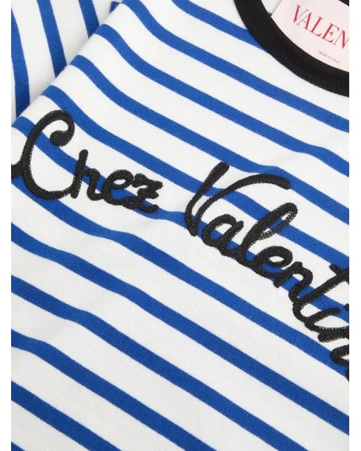 Valentino Garavani Blue Striped Jersey T-Shirt