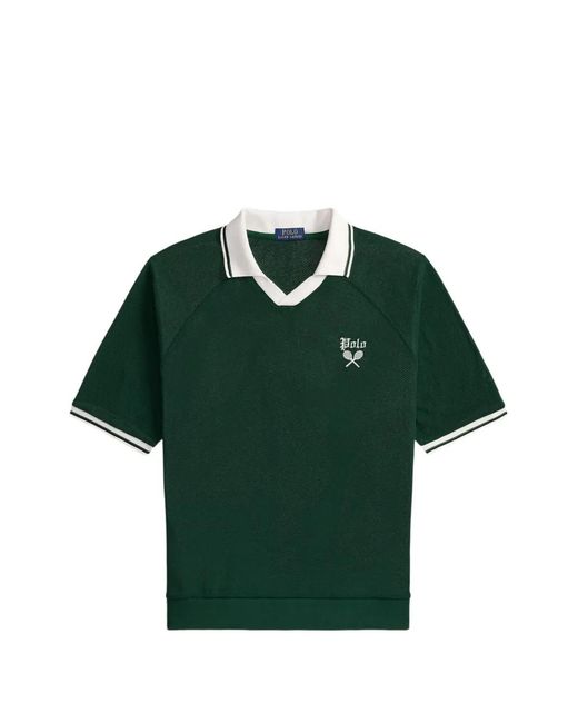Polo Ralph Lauren Green Logo-Embroidered Johnny-Collar T-Shirt for men
