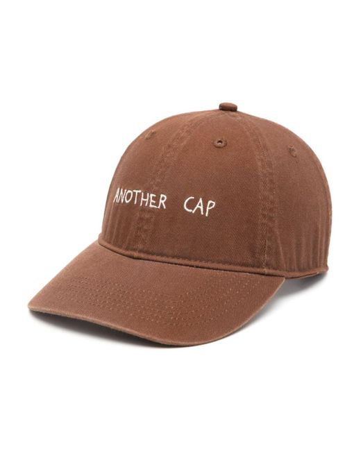 Another Aspect Brown Embroidered Slogan Cap for men