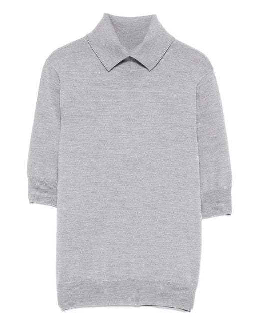 Herskind Gray Collared Knit T-Shirt