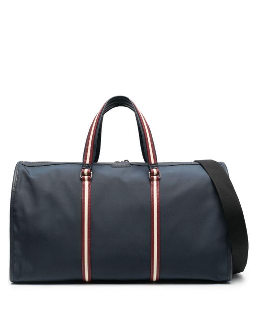 Bally Code Stripe-detail Travel Bag Blue