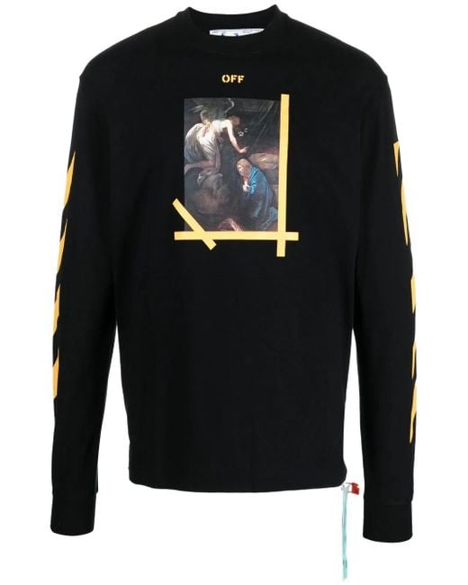 Off-White c/o Virgil Abloh Black Off- Long Sleeve Diagonal Arrow Carvagio Skate T-Shirt for men