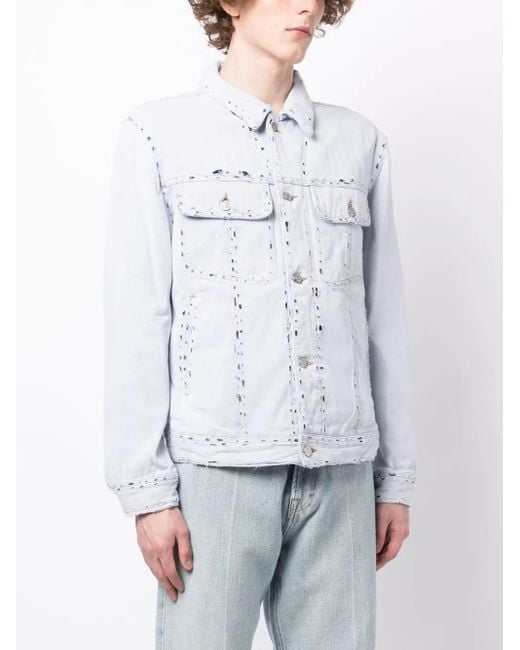 DIESEL Blue D-Barcy Ripped Denim Jacket for men