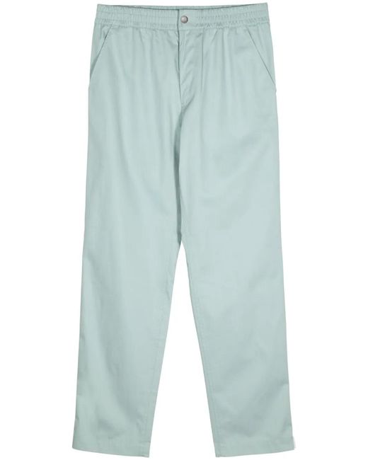 Maison Kitsuné Blue Elasticated-Waistband Straight-Leg Cotton Trousers for men