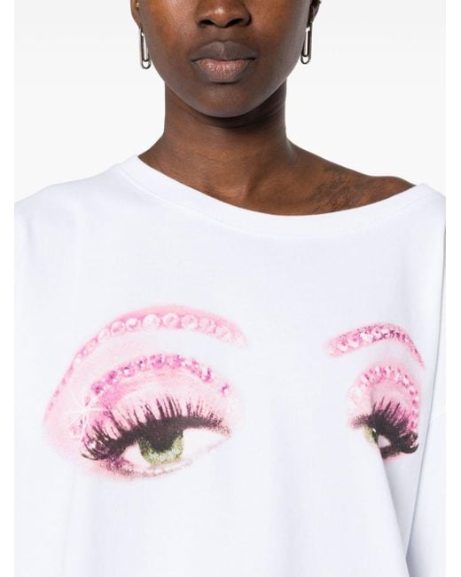 all in White Allina Eyes-print Cotton T-shirt