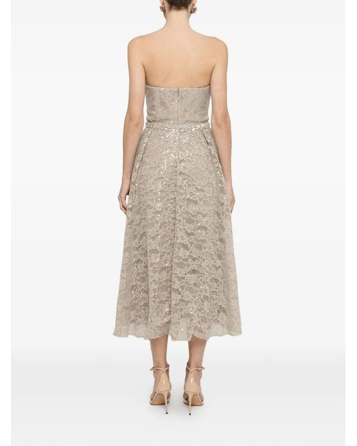 Nissa White Sequin-Embellished Lace Midi Dress