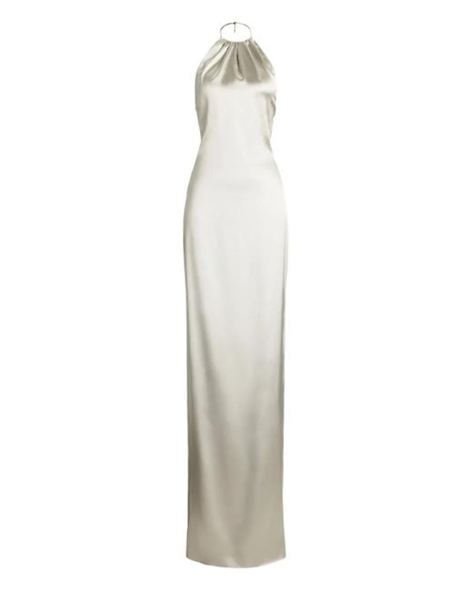 Ralph Lauren White Stretch-Satin Corra Maxi Dress