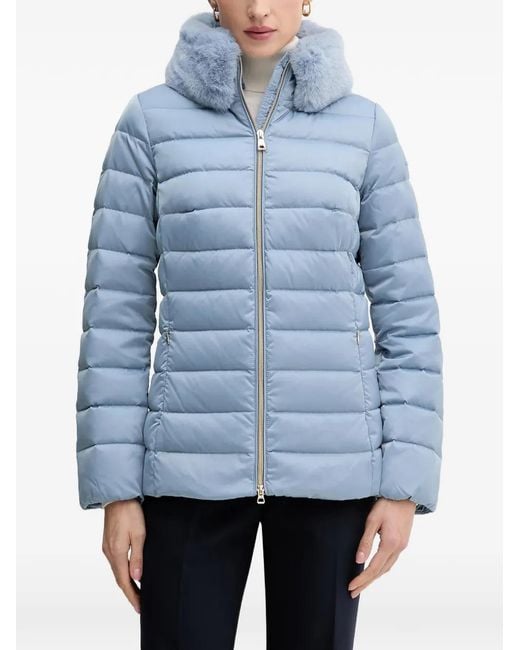 Geox Blue Bettanie Texture-Trim Quilted Jacket