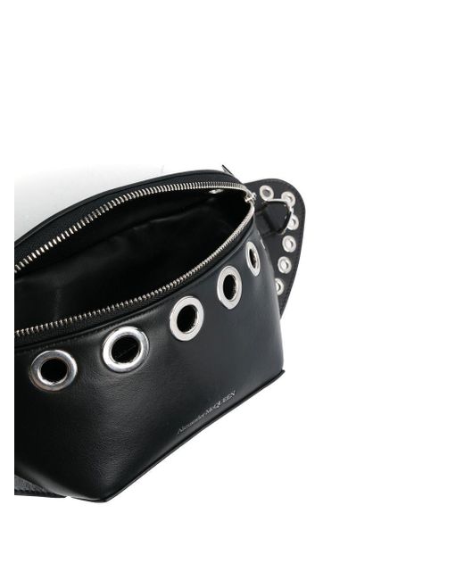Alexander McQueen Black Biker Punch-holes Belt Bag for men