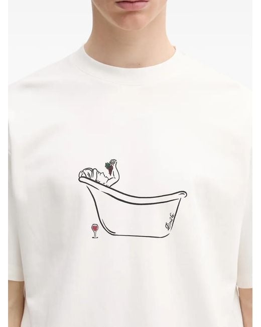 Drole de Monsieur White Graphic-Print T-Shirt for men